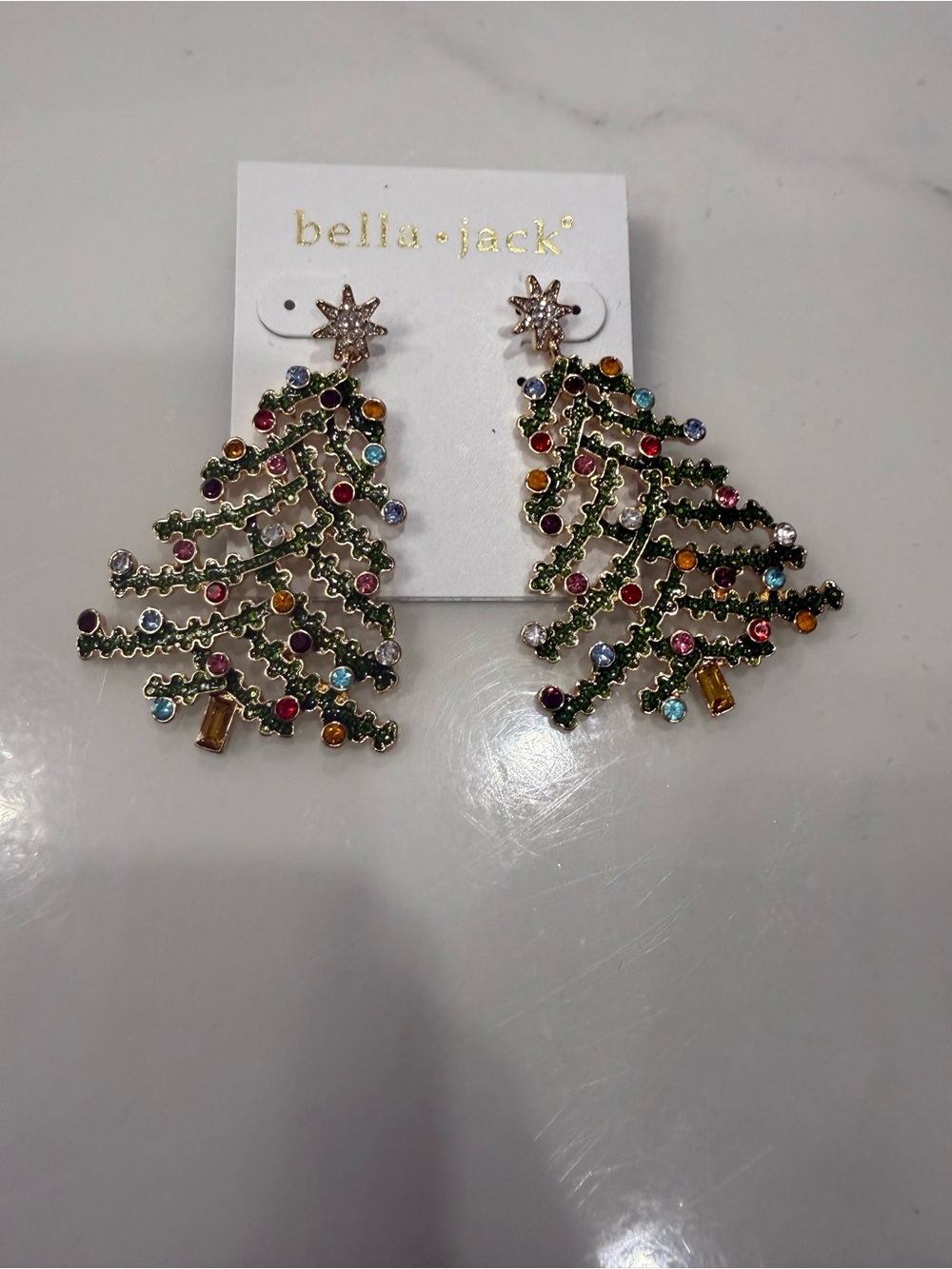 Multicolor Crystal Christmas Tree Earrings